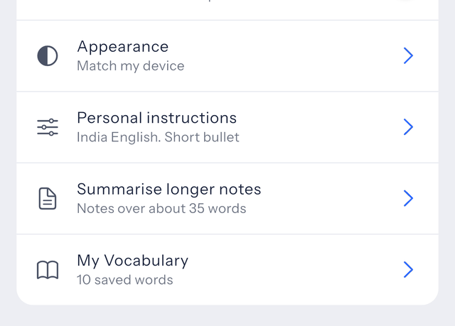 The personal instructions setting in LetsVoice.